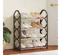 Shoe Rack Metal 4-Tier Black Holds 12 Pairs