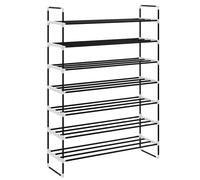 Shoe Rack Metal and Plastic Black Stand Organiser Unit with 4/7 Shelves vidaXL