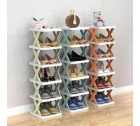 Shoe Rack, Multi-Layer, Foldable, Vertical Shoe Rack with Free Installation Creative And Efficient Storage Solution,Bleu,7 layer