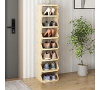 Shoe Rack - Narrow Vertical Wooden Shoe Organizer for Entryway, Hallway, Slim Design, Open Storage, Space Saving Solution, 4 6 7 8 Tier