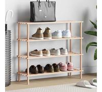 Shoe Rack Natural Solid Fir Wood 4-Tier 74x26x67.5cm Rustic Hallway Storage Unit