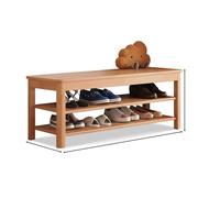 Shoe Rack, Ottoman with Storage, Stylish Entryway Bench Organizer, Featuring Solid Wood Frame, Adjustable Shelf, Shoes Cabinet with Round Corners and Flip-top Seat(Walnut,3RD Floor_47.2IN) (Wood