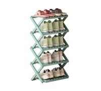 Shoe Rack, Portable Folding Shoe Storage Organizer, 4-Tier Bamboo Vertical Shoe Tower for Corridors and Bedrooms, No Installation Required