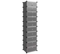 (black, 44 x 32 x 174 cm) vidaXL Shoe Rack PP Home Organiser Storage Shelf Black/Transparent Multi Sizes