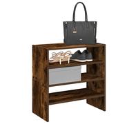 Shoe Rack Set 2 Stackable Smoked Oak Engineered Wood 60x30x30.5cm Modern Hallway