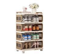Shoe rack,Shoe Rack for Bedroom & Entryway - Freestanding Plastic Organizer, 5-Tier Shoe Cubby Storage, Brown, 20.4x11.2x31.7in - Perfect for Closet Organization