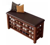 Shoe rack,Shoe Storage Bench with Adjustable Shelves, Compact Entryway Shoe Cubby Rack, Multi-Functional Brown Bench for Living Room, Dining Room & End of Bed (47.2x21.5in)