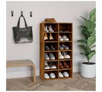 Shoe Rack Smoked Oak 54x34x100.5cm Engineered Wood Slim Entryway Cabinet Storage