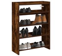 Shoe Rack Smoked Oak 60x25x62 cm Engineered Wood Hallway Compact Shoe Organizer