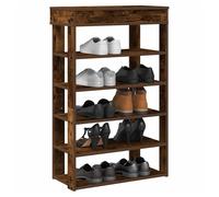 Shoe Rack Smoked Oak 60x30x98 cm Engineered Wood Slim Hallway Shelf Entry Unit