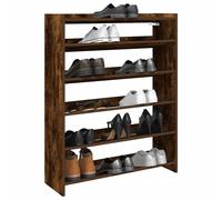 Shoe Rack Smoked Oak 80x25x100 cm Engineered Wood Slim Entryway Shelf with 1 Top