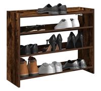 Shoe Rack Smoked Oak 80x25x62cm Engineered Wood Slim Hallway Shelf Compact Unit