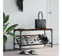 Shoe Rack Smoked Oak 90x30x45 cm Engineered Wood Berkfield Home Brown One Size