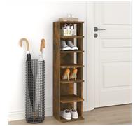 Shoe Rack Smoked Oak Engineered Wood 6-Shelf 27.5x27x102cm Slim Organizer Tall