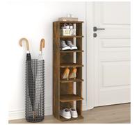 Shoe Rack Smoked Oak Engineered Wood 6-Shelf 27.5x27x102cm Slim Organizer Tall