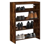 Shoe Rack Smoked Oak Engineered Wood 60x25x81 cm Storage Entryway Shelf Slimline