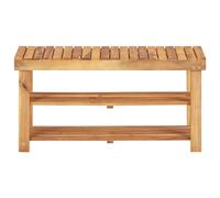 Shoe Rack Solid Acacia Wood 90x32x46 cm Natural Slatted 2-Shelf Mini Bench Seat