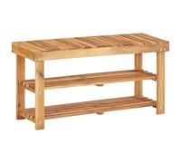 Shoe Rack Solid Acacia Wood 90x32x46 cm Natural Slatted 2-Shelf Mini Bench Seat
