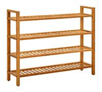Shoe Rack Solid Oak 100x27x80 cm Natural Wood 4-Shelf Rustic Hallway Organizer.