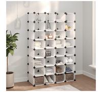 Shoe Rack Transparent 93x36.5x140 cm PP & Steel Heavy Modular 36-Panel Organizer