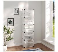 Shoe Rack Transparent PP & Steel 93x36.5x140 cm Stackable Modular Storage Space