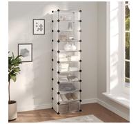 Shoe Rack Transparent PP & Steel 93x36.5x140cm 36/40/32 Panels Modular Stackable