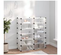 Shoe Rack Transparent PP & Steel 94.5x36.5x106 cm Modular Storage StackableRacks