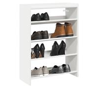 Shoe Rack White Engineered Wood 60x25x81 cm Slim Entryway Storage Shelf Wall Fix