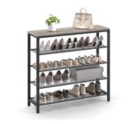 Shoe Rack with 4 Mesh Shelves, Greige + Black