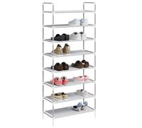 Vidaxl Shoe Rack With 8 Shelves Metal And Non-Woven Fabric Silver