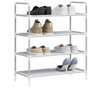 vidaXL Shoe Rack with 4 Shelves Metal and Non-woven Fabric Silver Shoe Storage