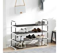 vidaXL Shoe Rack with 4 Shelves Metal and Plastic Black Stand Organiser Unit