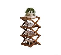 Shoe Rack with Modular Interlocking System for Custom Height Options Between 2 and 9 Tiers Without Tools (4 Layers brown)