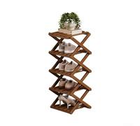 Shoe Rack with Modular Interlocking System for Custom Height Options Between 2 and 9 Tiers Without Tools (5 Layers brown)