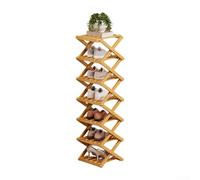 Shoe Rack with Modular Interlocking System for Custom Height Options Between 2 and 9 Tiers Without Tools (7 Layers Yellow)