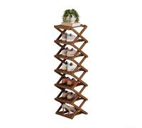 Shoe Rack with Modular Interlocking System for Custom Height Options Between 2 and 9 Tiers Without Tools (7 Layers brown)