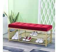 Shoe Rack with Velvet Upholstered Seat, Modern Entryway Organizer with Fur Storage,