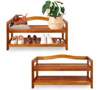 Shoe racks acacia wood shelves 42x74x26cm