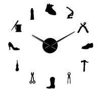 Shoe Repair Wall Art DIY Giant Wall Clock Cobbler Home Decor Frameless Large Wall Watch Shoe Store Shoe Archer Shoemaker Gift(Black,27inch)
