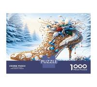 Shoe Snow Jewel Deer 1000 Pieces Jigsaw Puzzle Set Glam Winter Fantasy Jigsaw Puzzle Extra-Thick Cardboard Stress Relief Travel Adults Kids 12+ Brain Training Puzzle 70x50cm/1000pcs