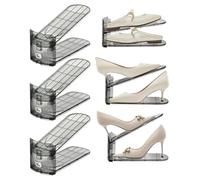 Shoe Space Saver - Shoe Stack 6 Piece,Double-Layer Stackable Storage Height Adjustment Holder for Entryway Dorm Door Garage Wall Bed