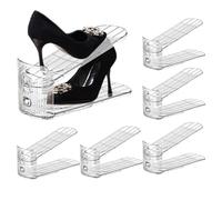 Shoe Space Saver | Shoe Stack 6 Piece - Non-Slip Stackable Double-Layer Holder Height Adjustment Storage for Garage Door Wall Bed Dorm