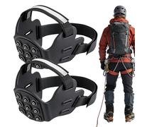 Shoe Spikes - Rubber Boot Grippers, 1-Pair Nine Prong Overlays For Winter Trekking, Elastic Traction Cleat With Glowing Band, Footwear, Rugged Ice Attachment For Jogging, Climbing And Rambling