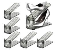 Shoe Stacker Organizer, Shoe Stack 6 Piece, Non-Slip Stackable Double-Layer Holder Height Adjustment Storage for Garage Door Wall Bed Dorm