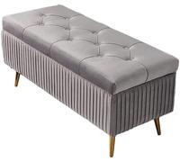 Shoe Stool, Velvet Upholstered Footstool with Metal Legs, Storage Bench for Bedroom, Living Room, Hallway, Entryway
