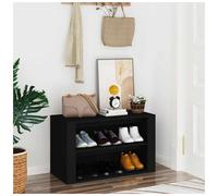 Shoe Storage Bench Black 75x35x45cm Engineered Wood 2-Shelf Compact Hallway Seat