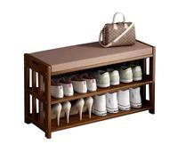 Shoe Storage Bench Cubby Organizer for Entryway, Wood Shoe Rack with Foam Pad Seating Cushion, Shoe Bench for Hallway Bedroom Living Room Dorm and Small Apartment