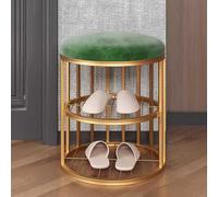 Shoe Storage Bench,Entryway Shoe Stool with Storage Small Space Hall Bench Low Bench with Cushion and Gold Metal Frame