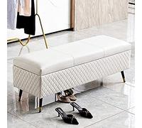 Shoe Storage Bench,Leather Upholstered for Bedroom Entryway White Modern Bench with Premium Finish 60x40x45cm