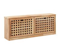 Shoe Storage Bench Natural 94x20x38cm Solid Walnut Wood Lattice Seat 2-TierRack